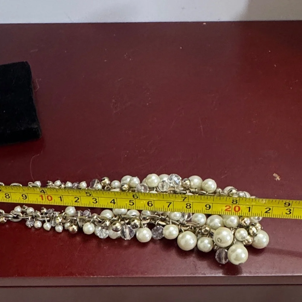 THE LIMITED Necklace Faux Pearl Crystal silver Tone Beads Clusters